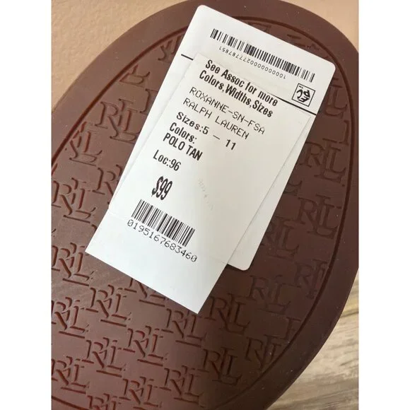 Lauren Ralph Lauren Roxanne Slide Sandals Polo Tan Leather Heel Size 11 NEW - Picture 10 of 15